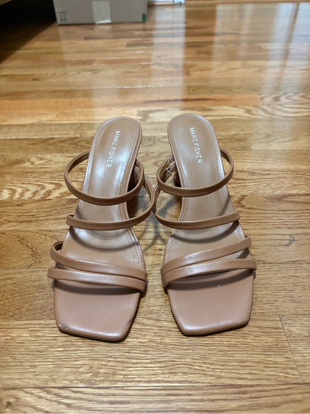 Marc Fisher Nude Tan Strappy Slide Sandals